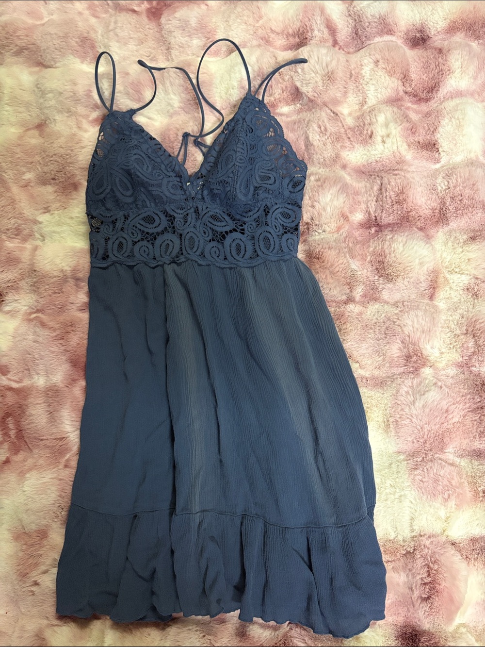 Victoria's Secret Navy Blue Lace-Top Chemise